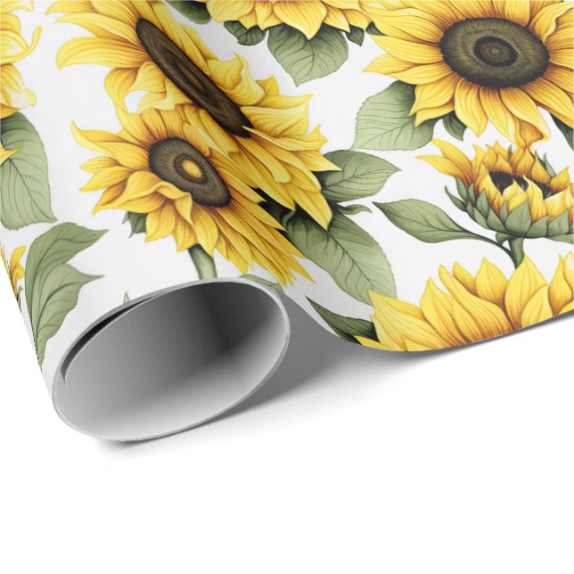 Papel De Presente Country Sunshine Yellow Sunflowers (Ponta do rolo)