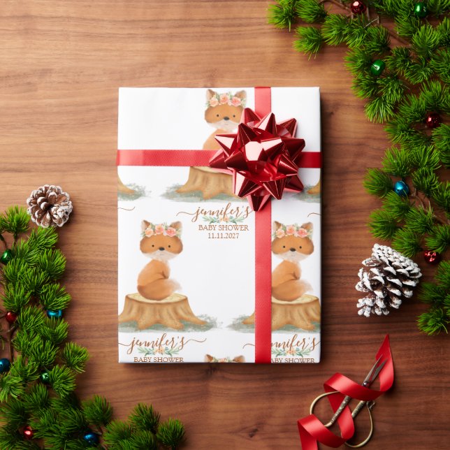 Papel De Presente Countryside Fox Daisy Baby Shower Farmhouse (Presente de Natal)