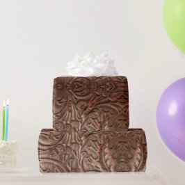 Papel De Presente Couro trabalhado estilo caubói ocidental natural