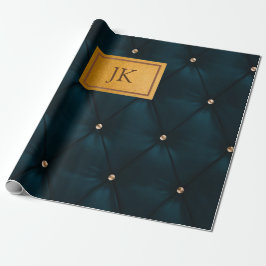 Papel De Presente Couro Verde Elegante,Diamantes,Monograma