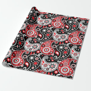 Papel De Presente Cowboy Christmas Red Paisley Country Oeste