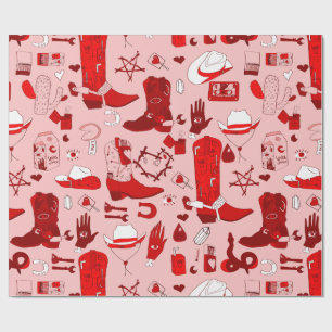 Papel De Presente cowboy oculta wiccan cowgirl rosa pink oeste