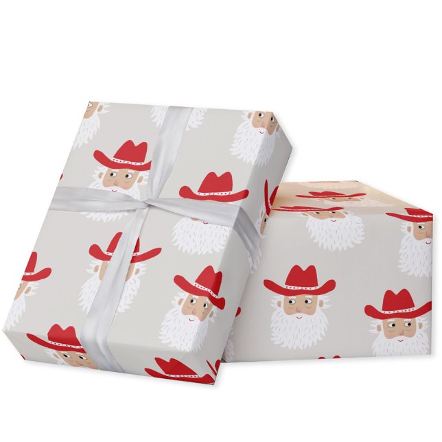 Papel De Presente Cowboy Santa Claus Christmas (Fun Cowboy Santa Claus Western Christmas Holiday gift wrapping paper)