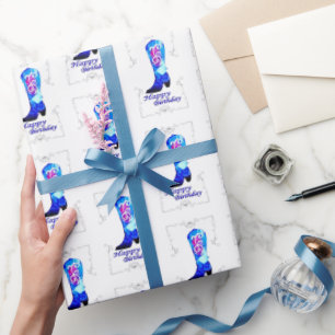 Papel De Presente Cowgirl Boot Birthday Wrappaper
