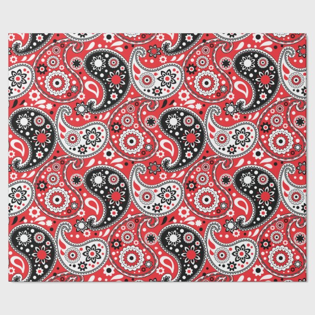 Papel De Presente Cowgirl Christmas Red Paisley Country Oeste (Barra)