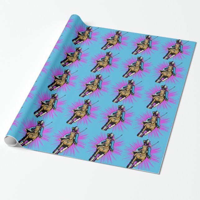 Papel De Presente Cowgirl On Running Horse (Desenrolado)