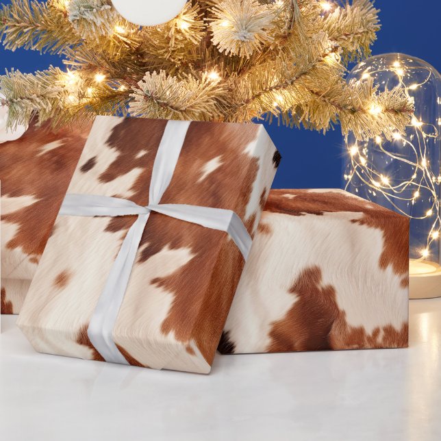 Papel De Presente Cowhide castanho-branco-creme ocidental (Feriados)