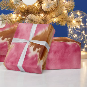 Papel De Presente Cowhide Castanho-Rosa-Castanho