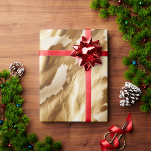 Papel De Presente Cowhide de Cream Dourado Ocidental