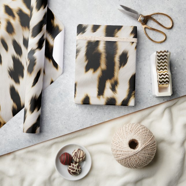 Papel De Presente Cowhide Dourada Branca Preta (Artesanato)