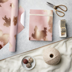 Papel De Presente Cowhide Dourada-Rosa-Rosa-Blush