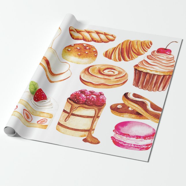 Papel De Presente Cozedura de pastelaria e pastelaria (Desenrolado)