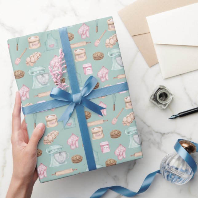 Papel De Presente Cozedura em Verde Sage (Presentear)