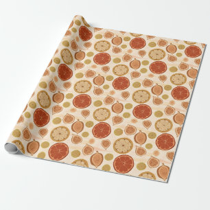 Papel De Presente Cozinha Mediterrânea de Citrinos e Figos Estampa B