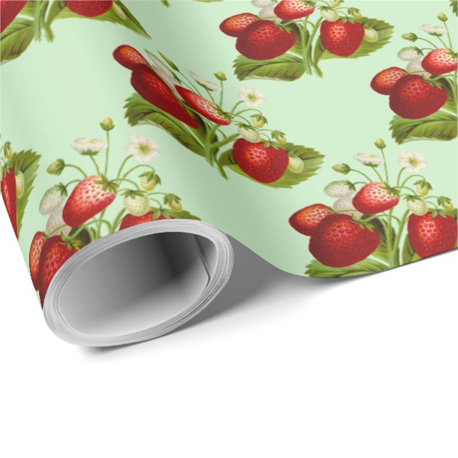 Papel De Presente Cozinha Personalizada de Morango (Ponta do rolo)
