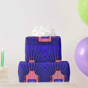 Papel De Presente Cozinhar Azul Azul Branco Vermelho do Chef dos EUA