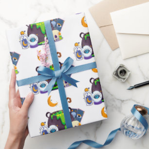 Papel De Presente Cozinhar De Witch Cauldron Sob O Luar