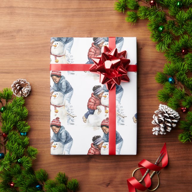 Papel De Presente Cozy Christmas Snowman (Presente de Natal)