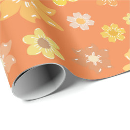 Papel De Presente Cozy Fall Ouro Bloom Seamless Ação de Graças
