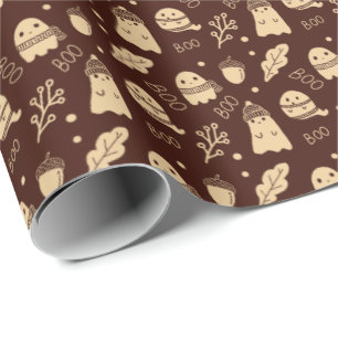 Papel De Presente Cozy Fall Spooky Ghosts