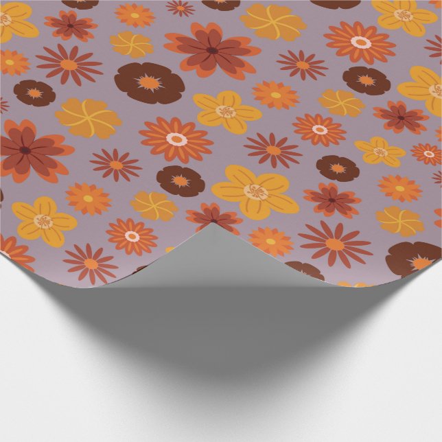 Papel De Presente Cozy Fall Vibes Autumn Flowday Aniversário Sem Cos (Ponta)