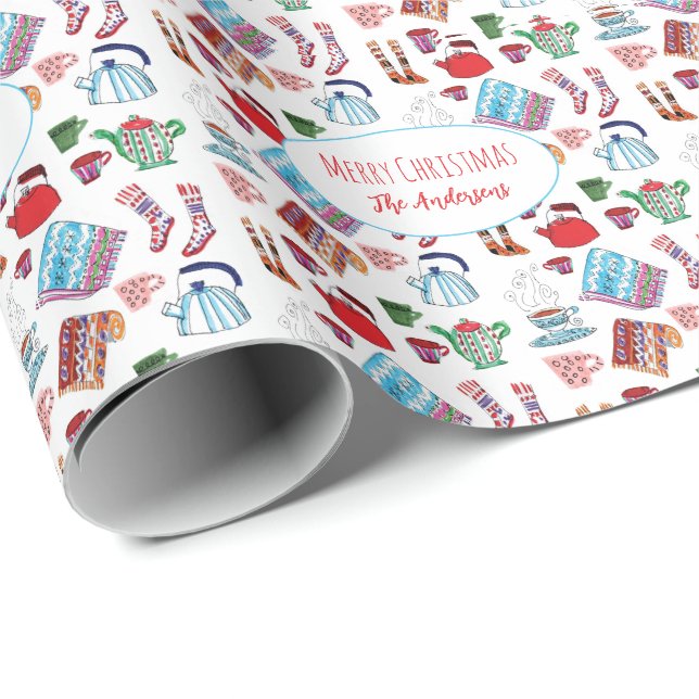 Papel De Presente Cozy Hygge Natal Personalizado (Ponta do rolo)