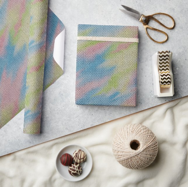 Papel De Presente Cozy Knit Pastel Tie Dye (Artesanato)