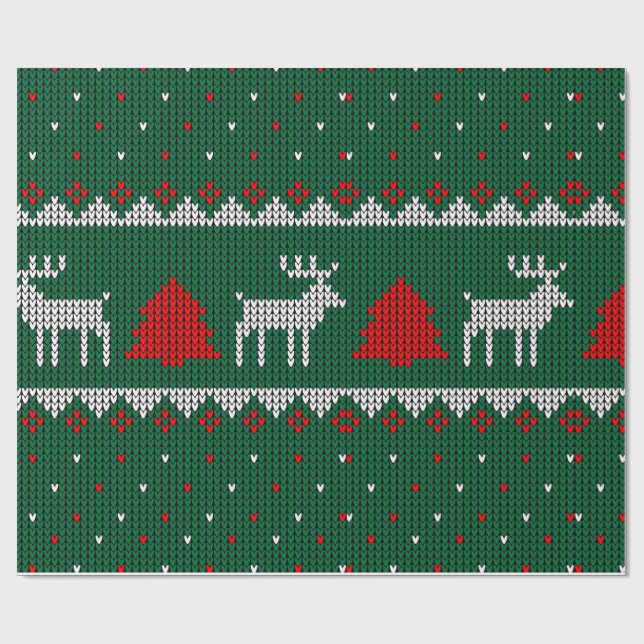 Papel De Presente Cozy Knited Reindeer Wraps de Natal (Aberto)