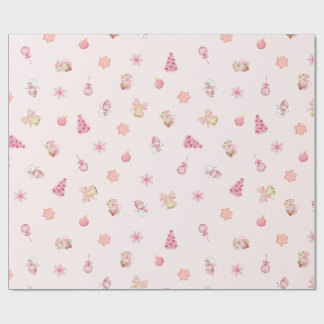 Papel De Presente Cozy Pink Christmas Pattern