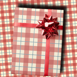 Papel De Presente Cozy Vintage Plaid Dusty Rose and Cream Holiday 
