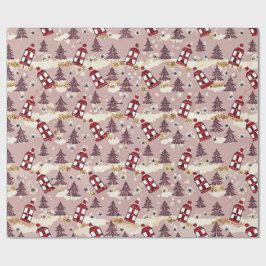 Papel De Presente Cozy Winter Village Wrapping Paper