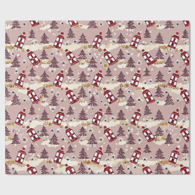 Papel De Presente Cozy Winter Village Wrapping Paper (Aberto)