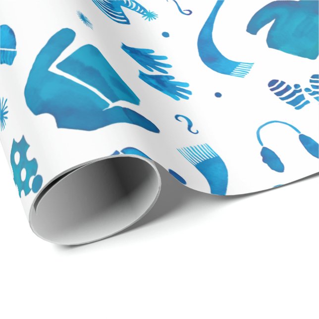 Papel De Presente Cozy Winter Vista aquarela (Ponta do rolo)