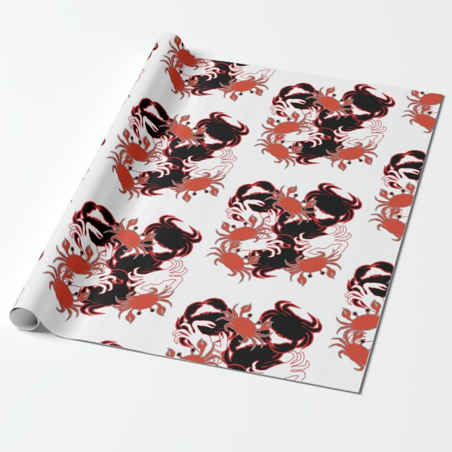 Papel De Presente Crab Crustacean Sea Patterno (Desenrolado)