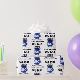 Papel De Presente Crachá 50º Aniversário do Funny Policial