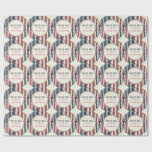 Papel De Presente Crachá Patriótico Vintage Americana 4 de Julho