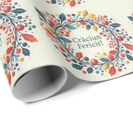 Papel De Presente Craciun fericit - Romeno - bandeira tricolor - bra