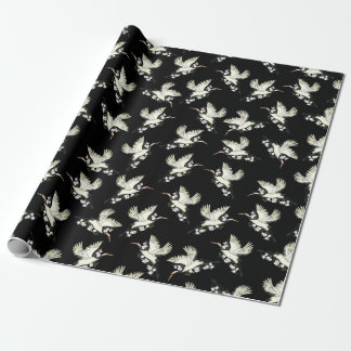 Papel De Presente Crane japonesa kimono preto