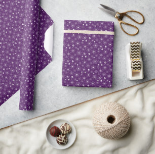 Papel De Presente Crânio assustador Creepmas Flocos de Natal roxos