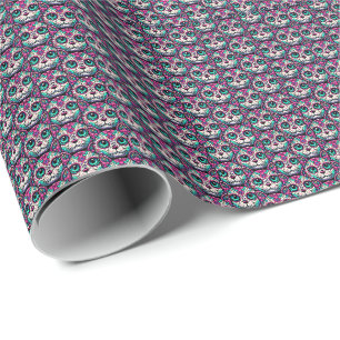 Papel De Presente Crânio de Açúcar Colorido