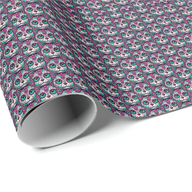 Papel De Presente Crânio de Açúcar Colorido (Ponta do rolo)