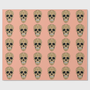 Papel De Presente Cranio de Açúcar Floral Dia de los Muertos