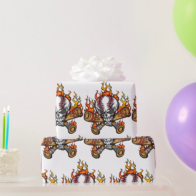 Papel De Presente Crânio de Baseball Flaming (Criador carregado)