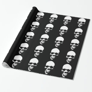 Papel De Presente Crânio de Câncer Branco