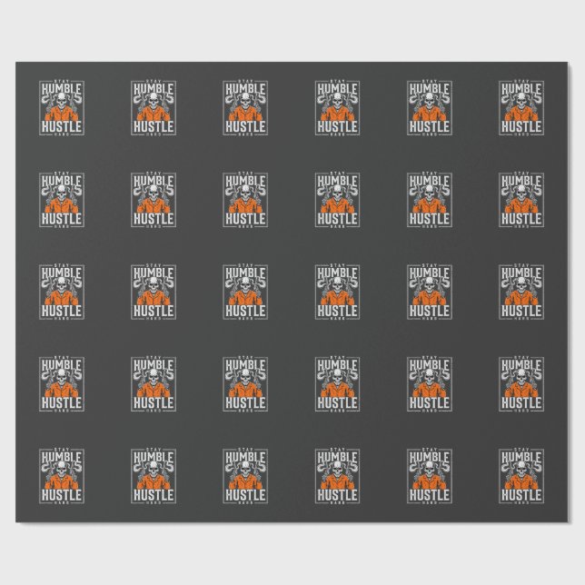 Papel De Presente Crânio de Halloween Permaneça Humilde Trabalhe Dur (Aberto)