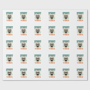 Papel De Presente Crânio de Halloween Vibrações Assustadoras Horror