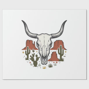 Papel De Presente Crânio de Vaca do Deserto Arte Vintage Cacto Sudoe