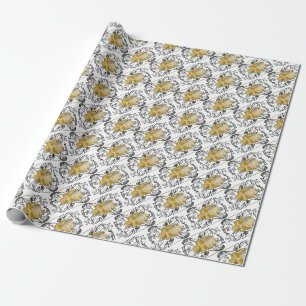 Papel De Presente crânio Dourado