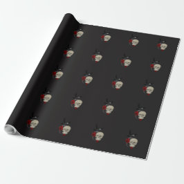 Papel De Presente Crânio gótico com Rosa e corvo