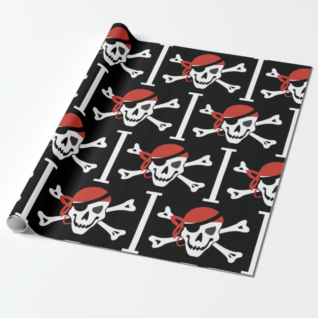 Papel De Presente Crânio Pirata Simples Sorridente (Desenrolado)